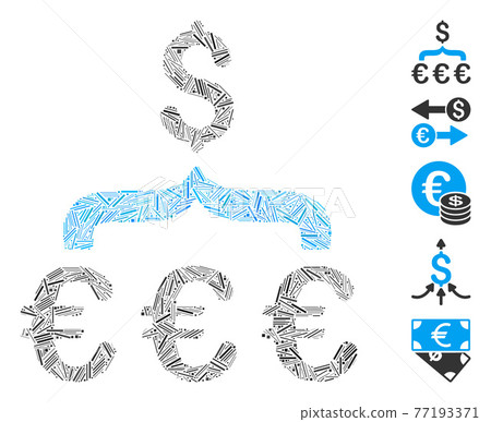 Line Mosaic Euro Dollar Conversion Aggregator Vector Icon 77193371