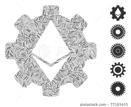Dash Mosaic Ethereum Cog Wheel Vector Icon - Stock Illustration ...