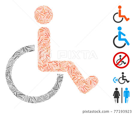 Line Collage Disabled Person Vector Icon 77193923