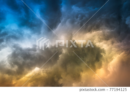 Rain cloud on sunset 77194125