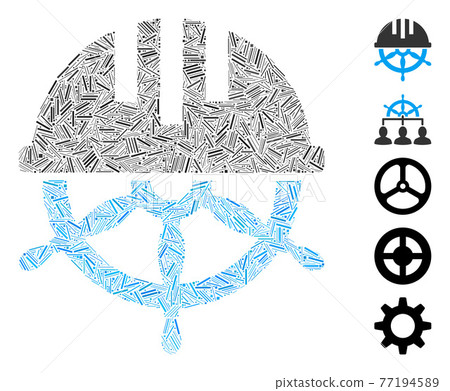 Dash Mosaic Covered Steering Wheel Vector Icon 77194589
