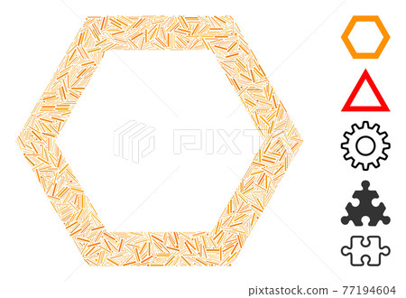 Line Collage Contour Hexagon Vector Icon 77194604