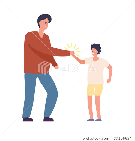 Happy man and kid giving high five 77196654