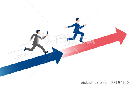 Management who passes the baton, illustration image of business succession / business succession, white background, vector material 77197120