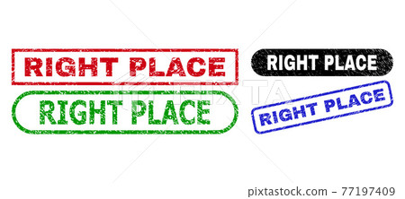 RIGHT PLACE Rectangle Stamp Seals with Grunged Style 77197409