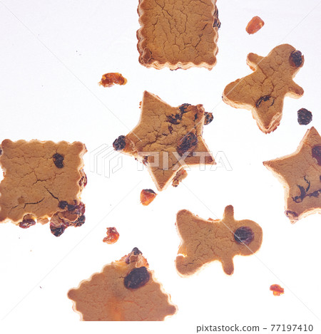 Cookies in different shapes, gluten-free, healthy dessert isolated background Cookies in different shapes, gluten-free, healthy dessert isolated background 77197410