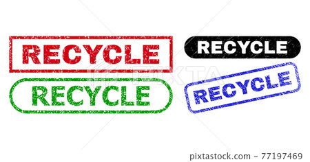 RECYCLE Rectangle Seals Using Grunged Texture - Stock Illustration ...
