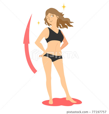 A woman who is happy to succeed in dieting A woman who is happy to succeed in dieting 77197757