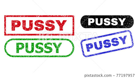 PUSSY Rectangle Stamps Using Scratched Style PUSSY Rectangle Stamps Using Scratched Style 77197957