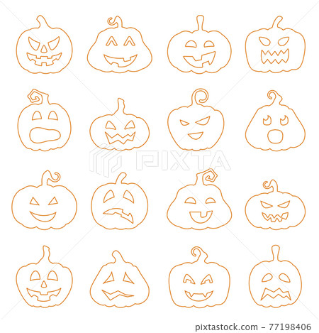 Halloween decorating. Jack-o-Lantern silhouette set Halloween decorating. Jack-o-Lantern silhouette set 77198406