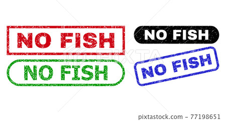 NO FISH Rectangle Stamp Seals Using Unclean... - Stock Illustration ...