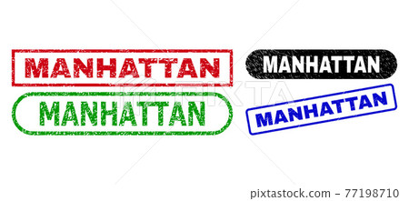 MANHATTAN Rectangle Stamps Using Corroded Texture - Stock Illustration ...