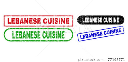 LEBANESE CUISINE Rectangle Stamps with Grunge Surface LEBANESE CUISINE Rectangle Stamps with Grunge Surface 77198771