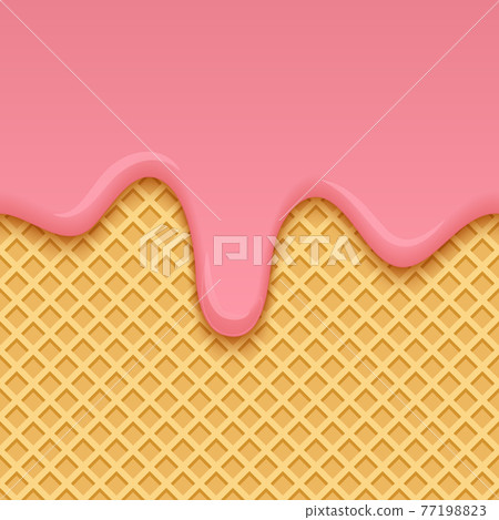 Ice Cream Melted on Yellow Seamless Wafer Texture Background. Ice Cream Melted on Yellow Seamless Wafer Texture Background. 77198823