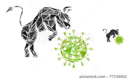Triangle Mosaic Bull Attacks Coronavirus Icon Triangle Mosaic Bull Attacks Coronavirus Icon 77199002