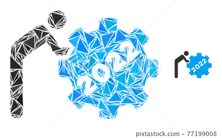 Triangle Mosaic 2022 Worker Rolling Gear Icon Triangle Mosaic 2022 Worker Rolling Gear Icon 77199008