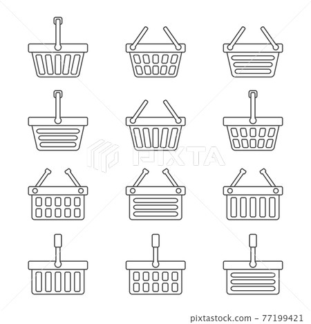 Set of twelve shopping baskets icons 77199421