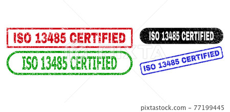 ISO 13485 CERTIFIED Rectangle Stamps Using Grunge Surface ISO 13485 CERTIFIED Rectangle Stamps Using Grunge Surface 77199445