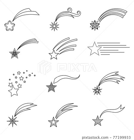 Shooting stars line icons Shooting stars line icons 77199933