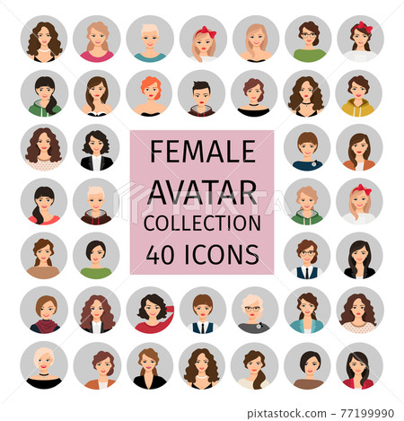 Female avatar collection icons set 77199990