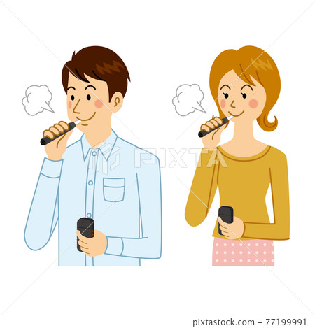 Men and women smoking electronic cigarettes 77199991