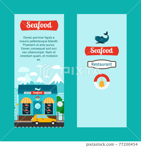 Seafood vertical flyers with shop building 77200454