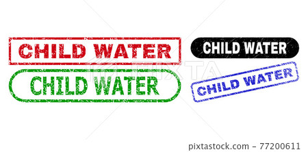 CHILD WATER Rectangle Seals Using Unclean Texture - Stock Illustration ...