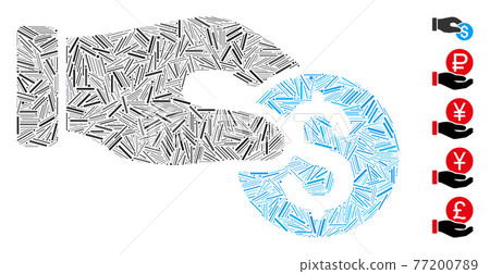 Line Collage Coin Donation Vector Icon 77200789