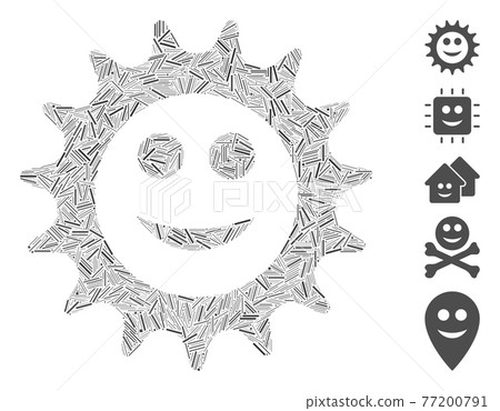 Line Collage Cog Glad Smiley Vector Icon 77200791