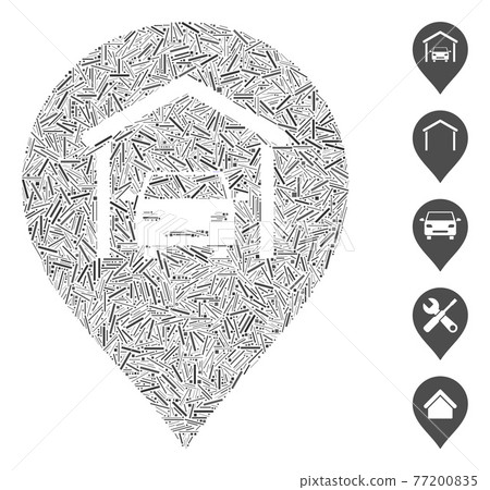 Hatch Collage Car Garage Marker Vector Icon Hatch Collage Car Garage Marker Vector Icon 77200835