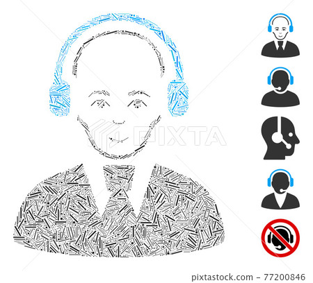 Dash Collage Call Center Worker Vector Icon 77200846