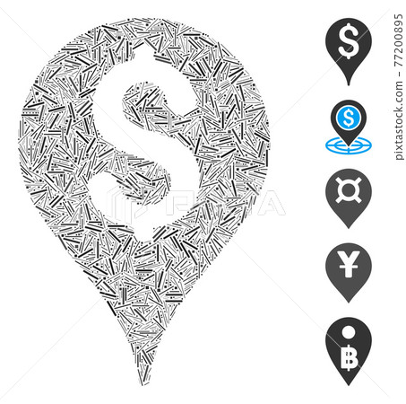 Line Mosaic Bank Map Marker Vector Icon Line Mosaic Bank Map Marker Vector Icon 77200895