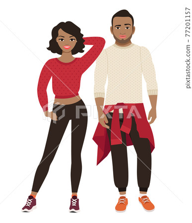 African couple in sport style clothes African couple in sport style clothes 77201157