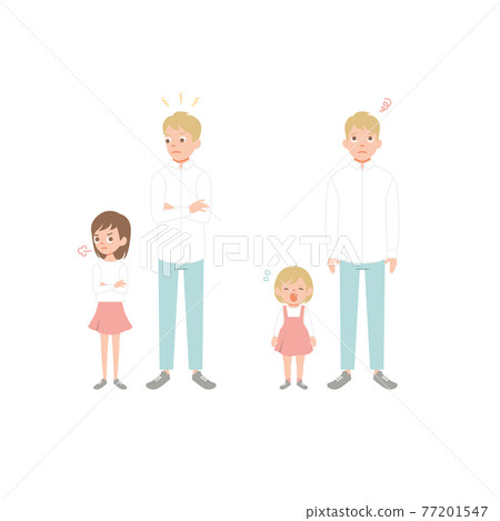 Illustration material Child-rearing trouble Father and daughter Full-body illustration 77201547