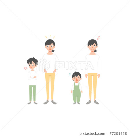 插圖素材育兒煩惱母子全身圖 插圖素材育兒煩惱母子全身圖 77201558