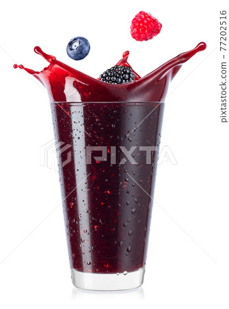 glass of berry smoothie isolated on white 77202516