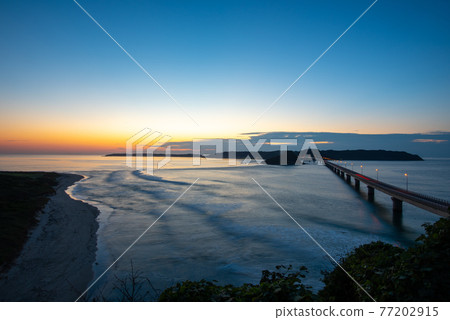 Tsunoshima Ohashi evening view Tsunoshima Ohashi evening view 77202915