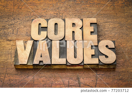 core values word abstract in vintage wood type core values word abstract in vintage wood type 77203712