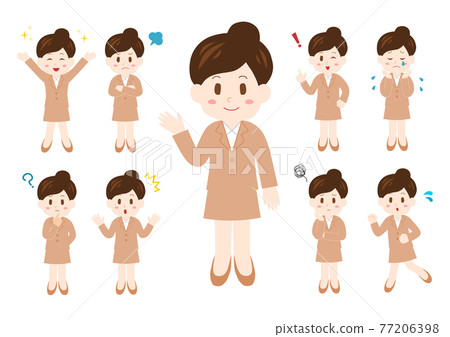 Person Illustration Full Body Set: Female Business Woman 77206398