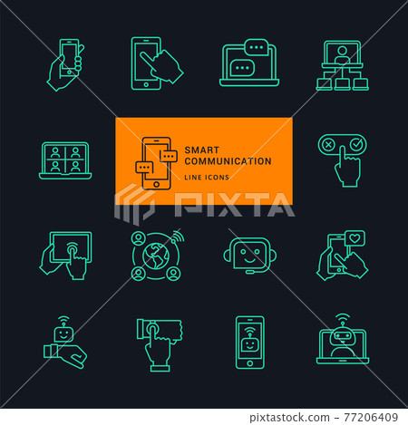 Communication smart technologies icons Communication smart technologies icons 77206409