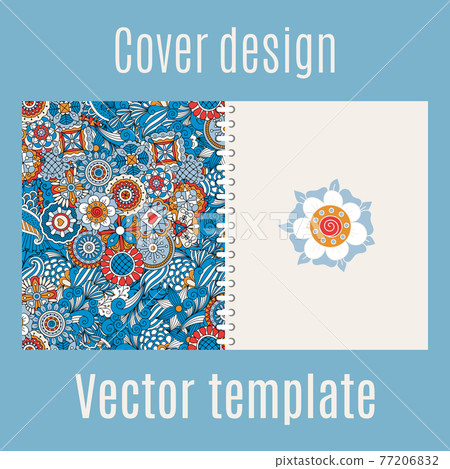 Cover design with blue floral background 77206832