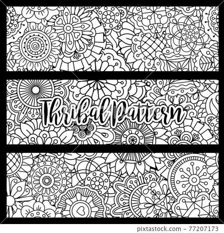 Horizontal flyers with tribal pattern Horizontal flyers with tribal pattern 77207173