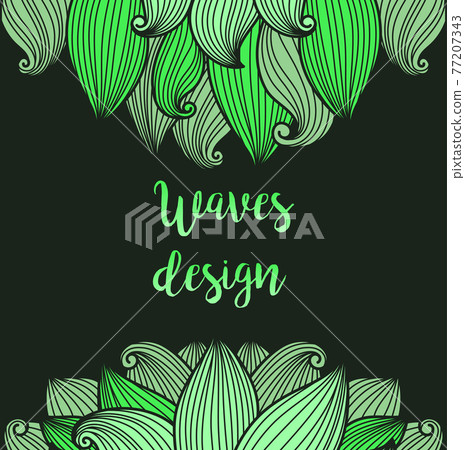 Green waves on dark background card Green waves on dark background card 77207343