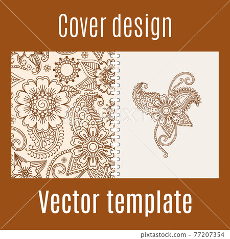 Cover design with henna mehendi pattern 77207354