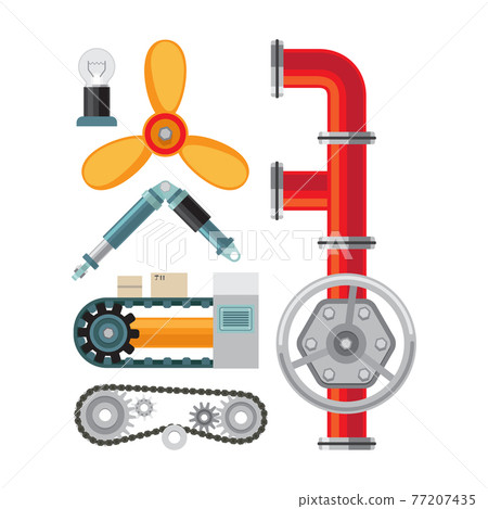 Machine parts flat icons set Machine parts flat icons set 77207435