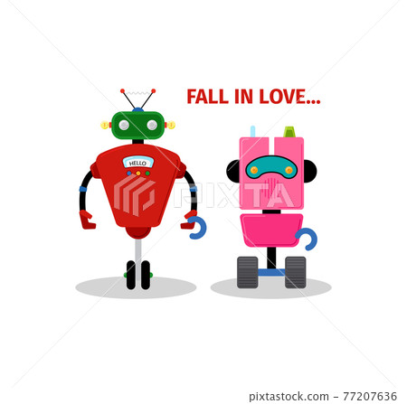 Valentines day card with robots Valentines day card with robots 77207636