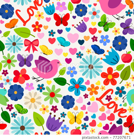 Cute spring love seamless pattern 77207671
