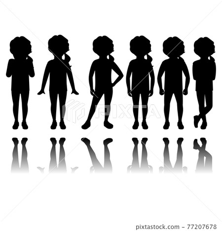 Girl black silhouettes with reflection Girl black silhouettes with reflection 77207678