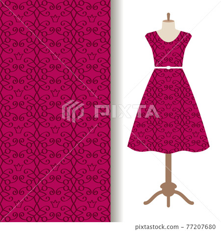 Dress fabric with pink royal pattern Dress fabric with pink royal pattern 77207680