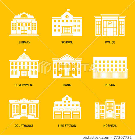 Municipal buildings white icons Municipal buildings white icons 77207721